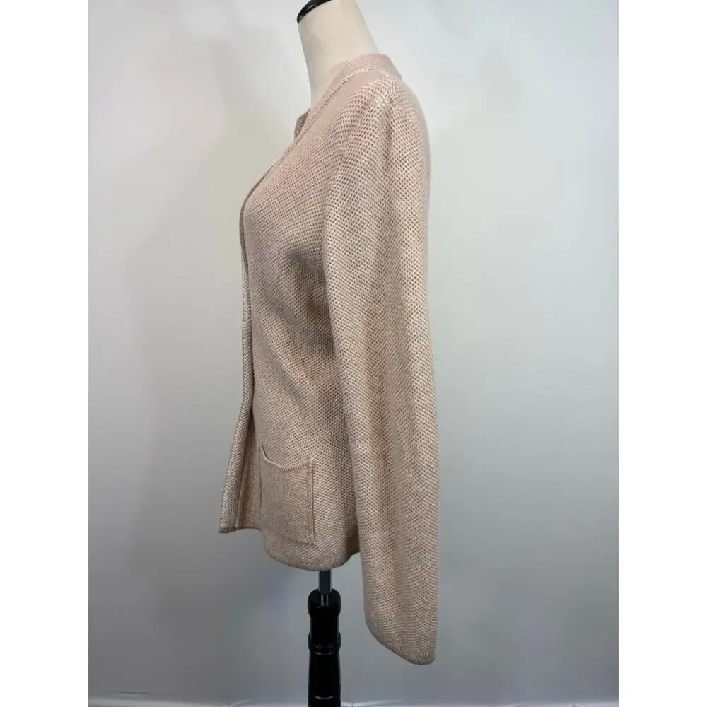 United Colors of‎ Benetton Cashmere Blend Cardigan Tan Cream Textured Sz S